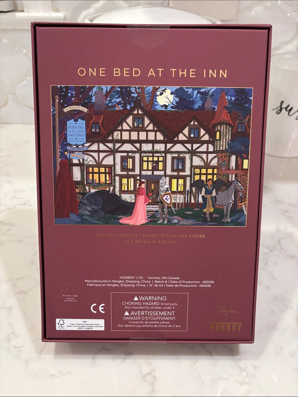 Hobbry One Bed At The Inn 500 Piece Puzzle - Burgundy Box - Picture 3 of 6
